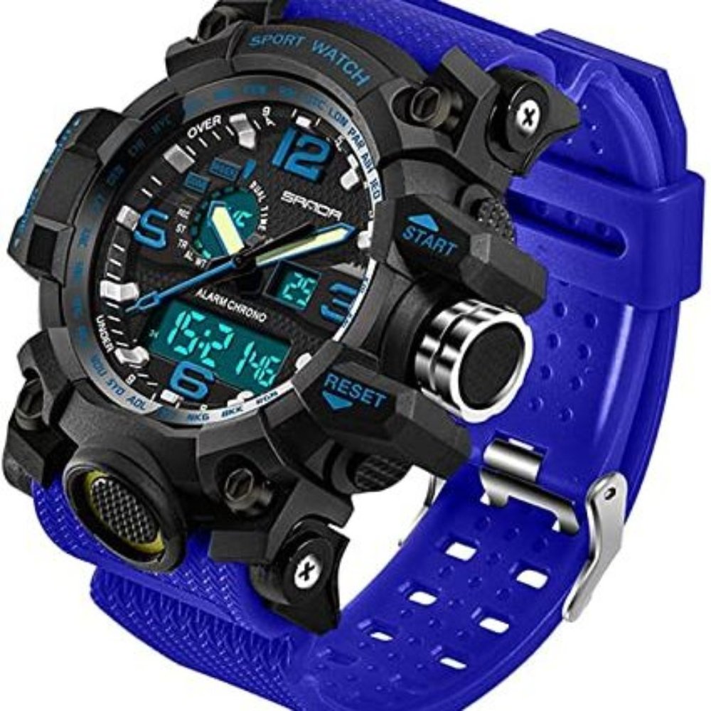 Men's Watch Sports Waterproof Military Multifunction Dual Display LED Stopwatch